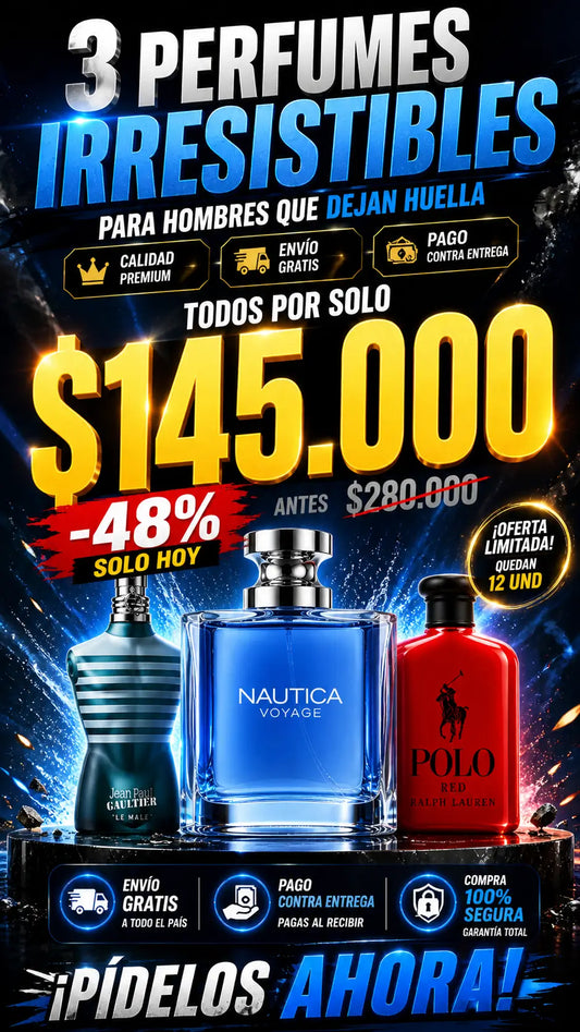 Combo Le Male + Nautica Voyage + Polo Red
