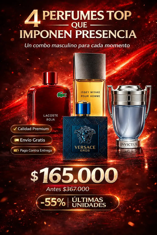 Combo Issey Miyake, Eros, Invictus y Lacoste Roja