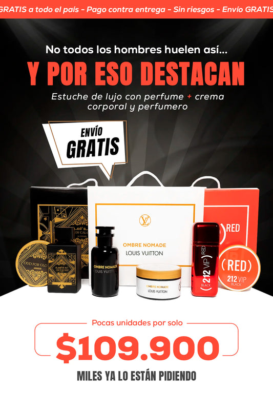 ESTUCHE DE LUJO PERFUME+CREMA+PERFUMERO HOMBRE